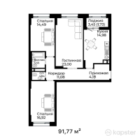 ЖК Qasiet — 3-ком 91,8 м² (от 53 226 600 тг)