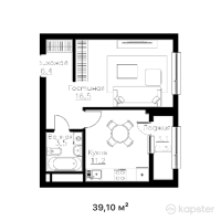 ЖК Mangilik — 1-ком 39,1 м² (от 31 671 000 тг)