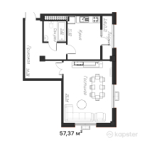 ЖК SYR SAMALY — 1-ком 57,4 м² (от 21 427 695 тг)