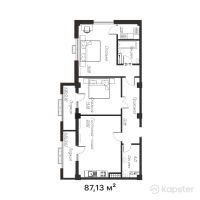 ЖК SYR SAMALY — 3-ком 87,1 м² (от 32 543 055 тг)