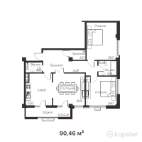 ЖК SYR SAMALY — 3-ком 90,5 м² (от 33 786 810 тг)