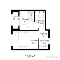 ЖК Olympic Park — 1-ком 38,1 м² (от 23 622 000 тг)