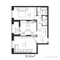 ЖК Aqzam — 2-ком 72,8 м² (от 41 109 400 тг)