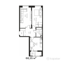 ЖК Aqzam — 2-ком 68,4 м² (от 38 617 750 тг)