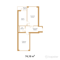 ЖК Ай-Барыс — 2-ком 74,2 м² (от 24 108 500 тг)