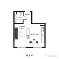 ЖK MONO Residence — 1-ком 37,7 м² (от 15 080 000 тг)