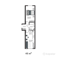 ЖK MONO Residence — 2-ком 45 м² (от 18 000 000 тг)