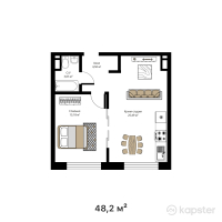 ЖК Noble House — 1-ком 48,2 м² (от 36 632 000 тг)