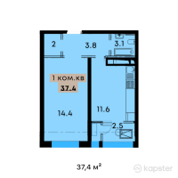 ЖК MANE — 1-ком 37,4 м² (от 23 001 000 тг)