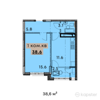 ЖК MANE — 1-ком 38,6 м² (от 23 739 000 тг)