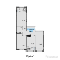ЖК MANE — 3-ком 75,4 м² (от 46 371 000 тг)