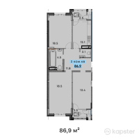 ЖК MANE — 3-ком 86,9 м² (от 53 443 500 тг)