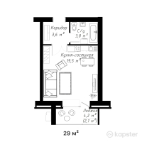 ЖК Green Park — 1-ком 29 м² (от 7 830 000 тг)
