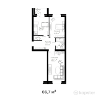 ЖК Green Park — 2-ком 66,7 м² (от 17 675 500 тг)