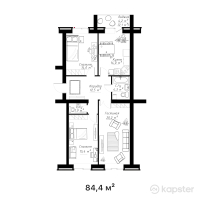 ЖК Green Park — 3-ком 84,4 м² (от 22 366 000 тг)