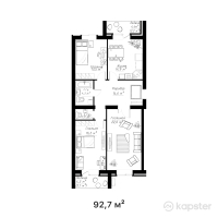 ЖК Green Park — 3-ком 92,7 м² (от 24 565 500 тг)