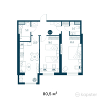 ЖК Riverside — 2-ком 80,5 м² (от 43 470 000 тг)