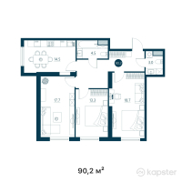 ЖК Riverside — 3-ком 90,2 м² (от 48 257 000 тг)