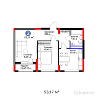 ЖК  Family Nest — 2-ком 53,2 м² (от 22 225 060 тг)