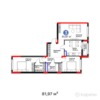 ЖК  Family Nest — 3-ком 82 м² (от 28 279 650 тг)