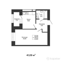 ЖК Green House Premium — 1-ком 41,1 м² (от 17 463 400 тг)