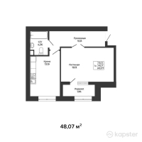 ЖК Green House Premium — 1-ком 48,1 м² (от 20 429 800 тг)