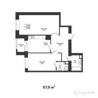 ЖК Green House Premium — 2-ком 67,9 м² (от 28 857 500 тг)
