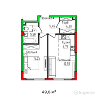 ЖК Hayat Astoria — 2-ком 49,6 м² (от 40 672 000 тг)