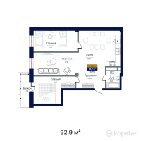 ЖК Bastion — 3-ком 92,9 м² (от 35 302 000 тг)