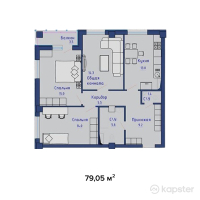 ЖК Столичный 2 — 3-ком 79,1 м² (от 34 495 997 тг)