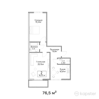 ЖК Live town — 2-ком 76,5 м² (от 29 835 000 тг)