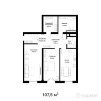 ЖК Центральный на Тулебаева — 3-ком 107,5 м² (от 185 437 500 тг)