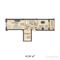 ЖК HABIPARK — 1-ком 41,9 м² (от 20 955 000 тг)