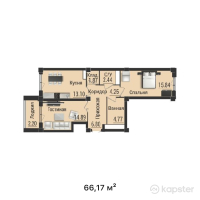ЖК HABIPARK — 2-ком 66,2 м² (от 33 085 000 тг)