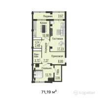 ЖК HABIPARK — 2-ком 71,2 м² (от 35 595 000 тг)