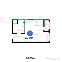 ЖК UIA. BIRLIK — 1-ком 28,1 м² (от 15 280 960 тг)