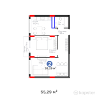 ЖК UIA. BIRLIK — 2-ком 55,3 м² (от 28 308 480 тг)