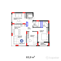 ЖК UIA. BIRLIK — 4-ком 83,9 м² (от 41 362 700 тг)