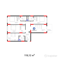 ЖК UIA. BIRLIK — 4-ком 119,1 м² (от 46 575 920 тг)