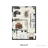 ЖК SK Towers — 2-ком 102,3 м² (от 51 150 000 тг)