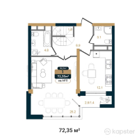 ЖК Royal Time — 1-ком 72,4 м² (от 66 562 000 тг)