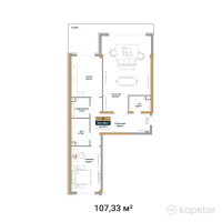 ЖК Royal Time — 2-ком 107,3 м² (от 97 240 980 тг)