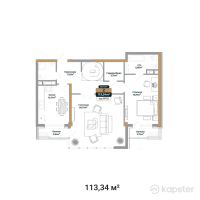 ЖК Royal Time — 2-ком 113,3 м² (от 102 686 040 тг)