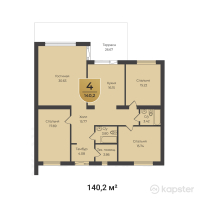 КГ Burabay Grand Village — 4-ком 140,2 м² (от 55 000 000 тг)