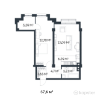 ЖК Munar Tau — 2-ком 67,6 м² (от 51 038 000 тг)