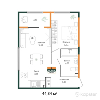 ЖК Mereke — 1-ком 44,8 м² (от 25 558 800 тг)