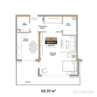 ЖК Royal Time — 1-ком 68,4 м² (от 62 534 106 тг)