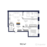 ЖК Bastion — 2-ком 90,5 м² (от 34 390 000 тг)