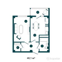 ЖК Ramadan — 1-ком 40,1 м² (от 12 631 500 тг)