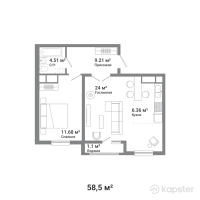 ЖК Eco Park Alatau — 2-ком 58,5 м² (от 33 345 000 тг)